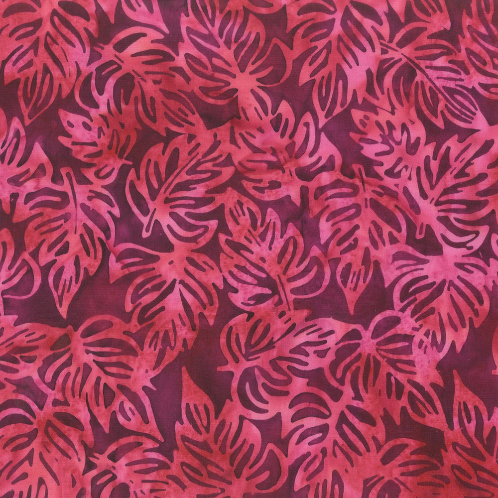 Coral Bliss Batiks / Red & Violet Packed Leaves