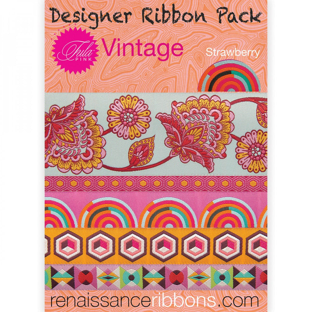 Tula Pink Vintage Ribbon Pack / Strawberry