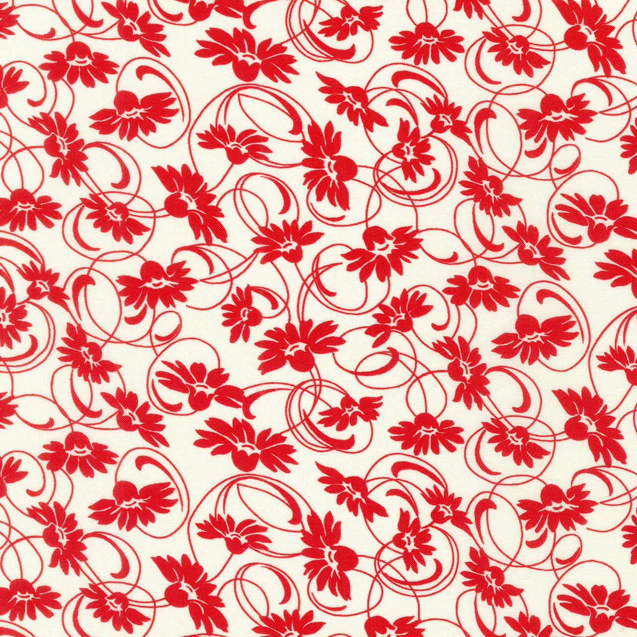 Daisy's Redwork / Swirling Daisies - Vintage White