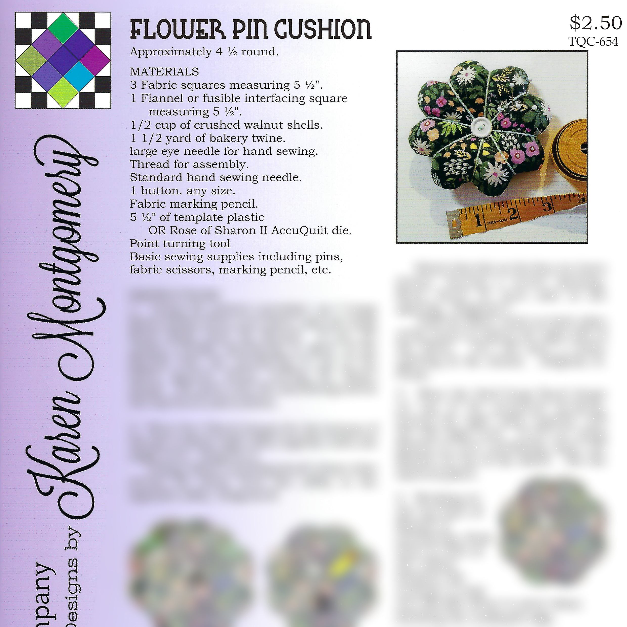 Flower Pin Cushion Project Sheet