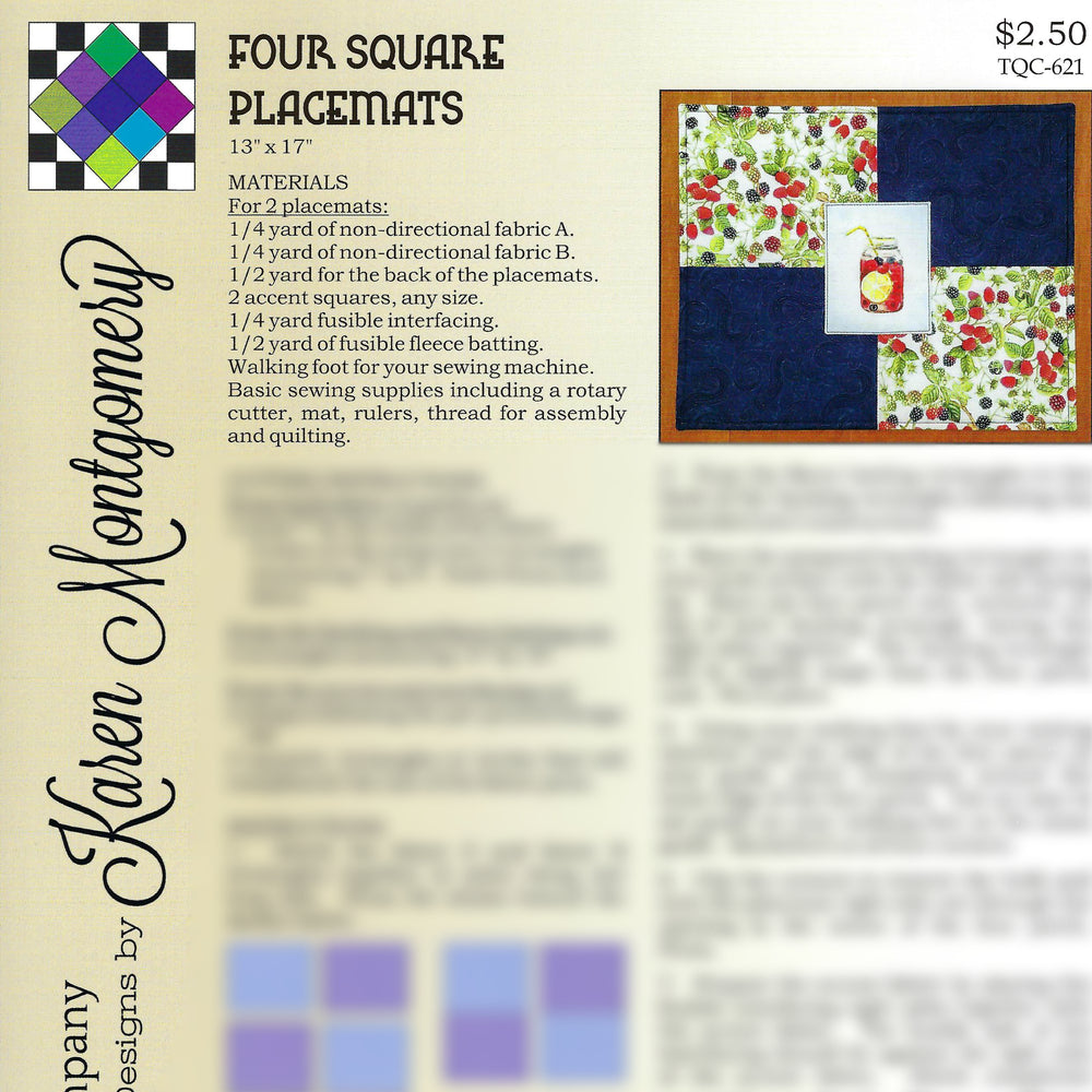 Four Square Placemats Project Sheet