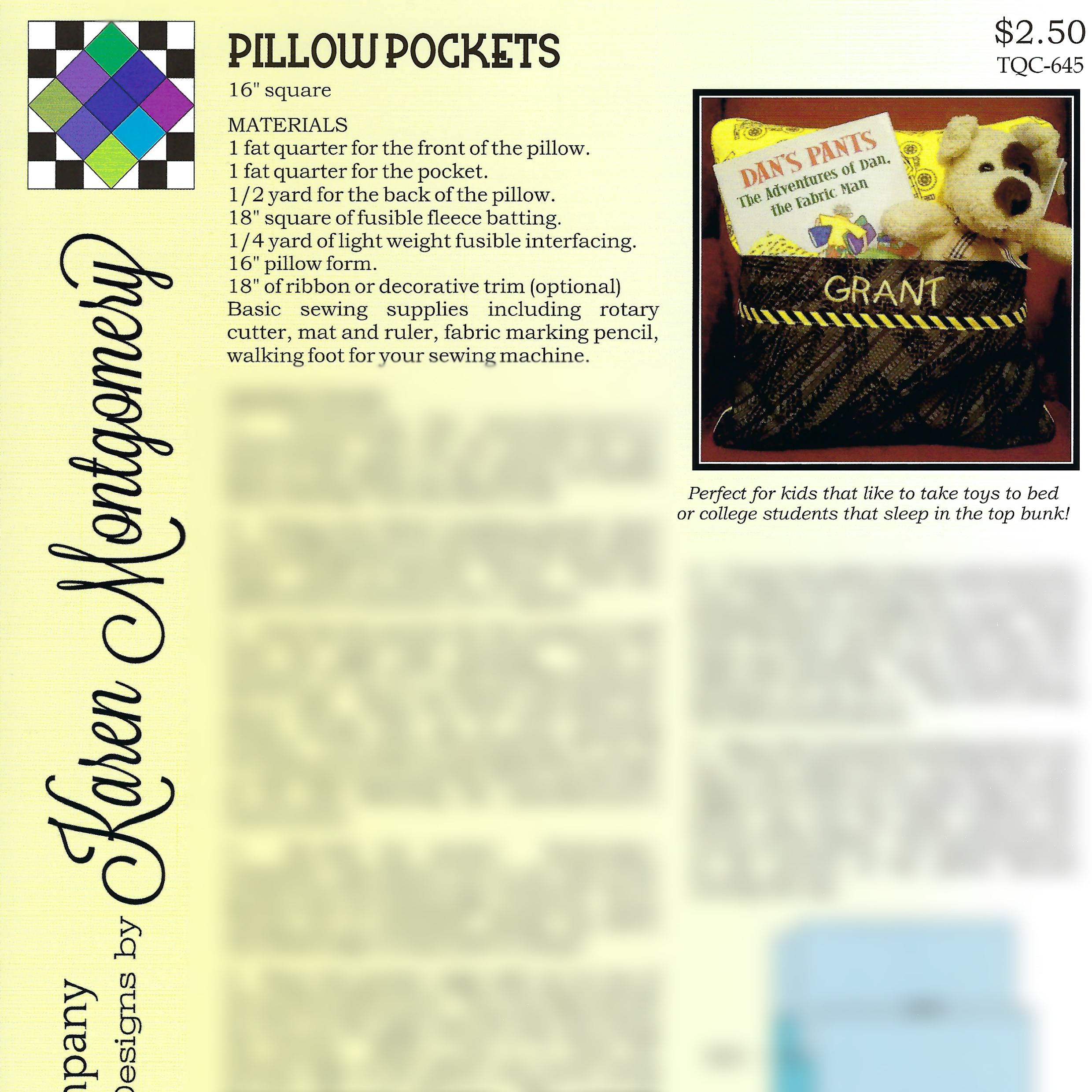 Pillow Pockets Project Sheet