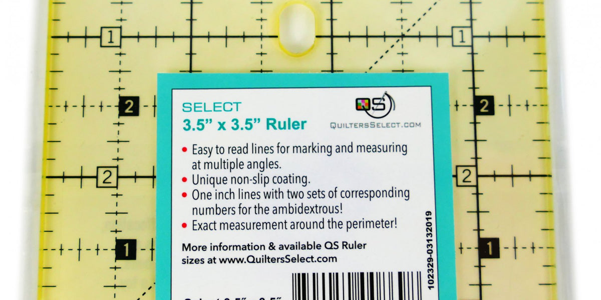 3.5 x 3.5 Ruler- Quilters Select Non-Slip 3.5 x 3.5 Ruler for Quilters