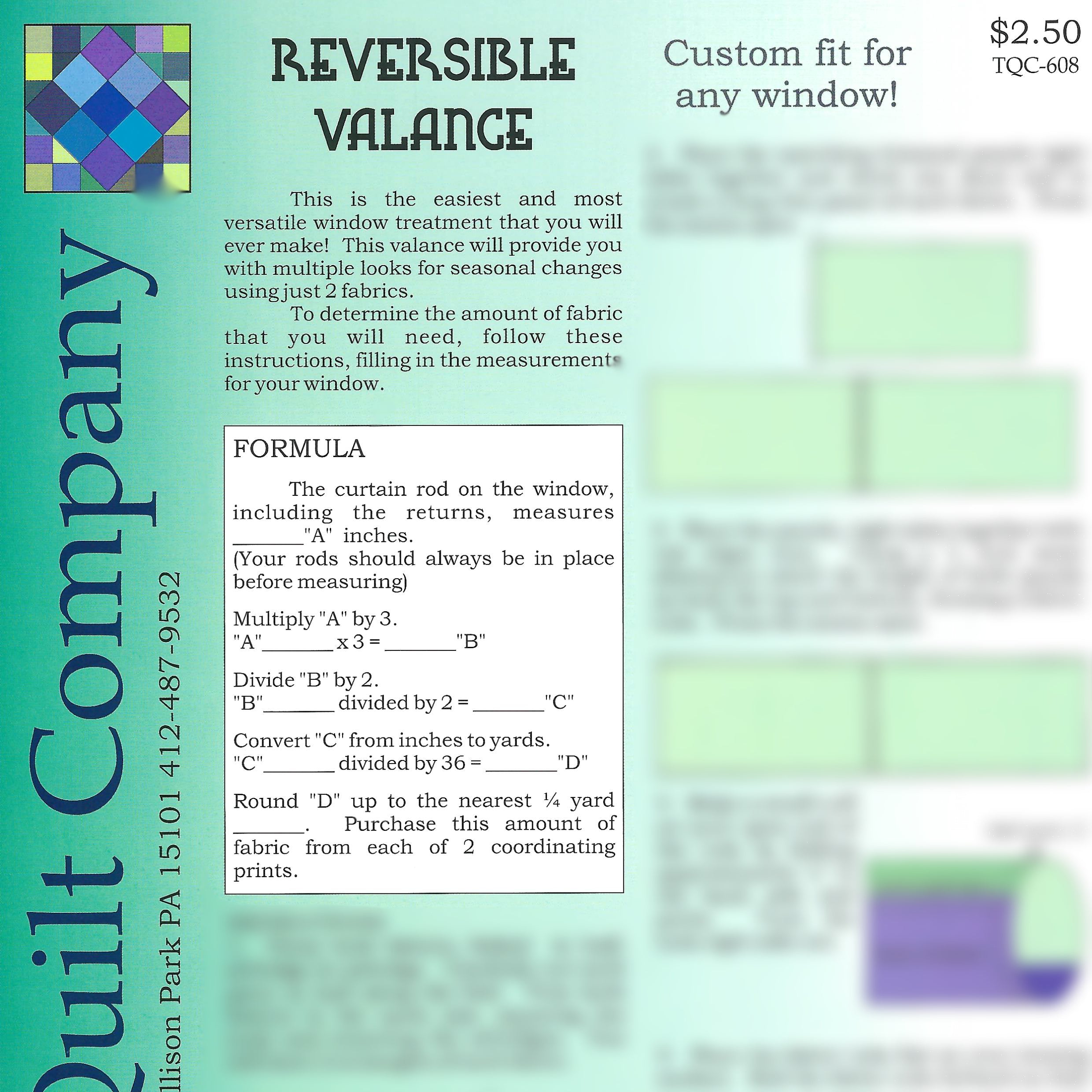 Reversible Valance Project Sheet