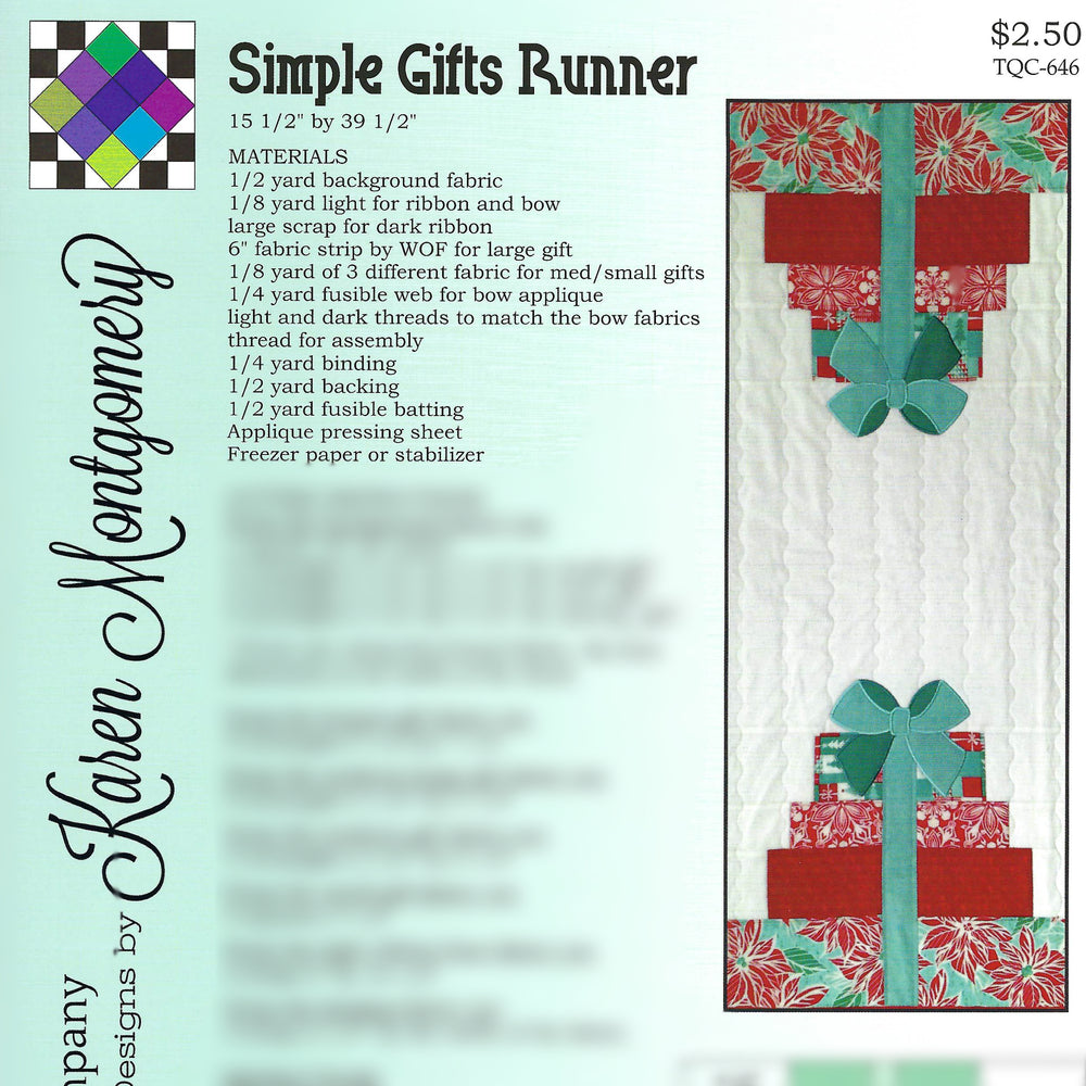 Simple Gifts Runner Project Sheet