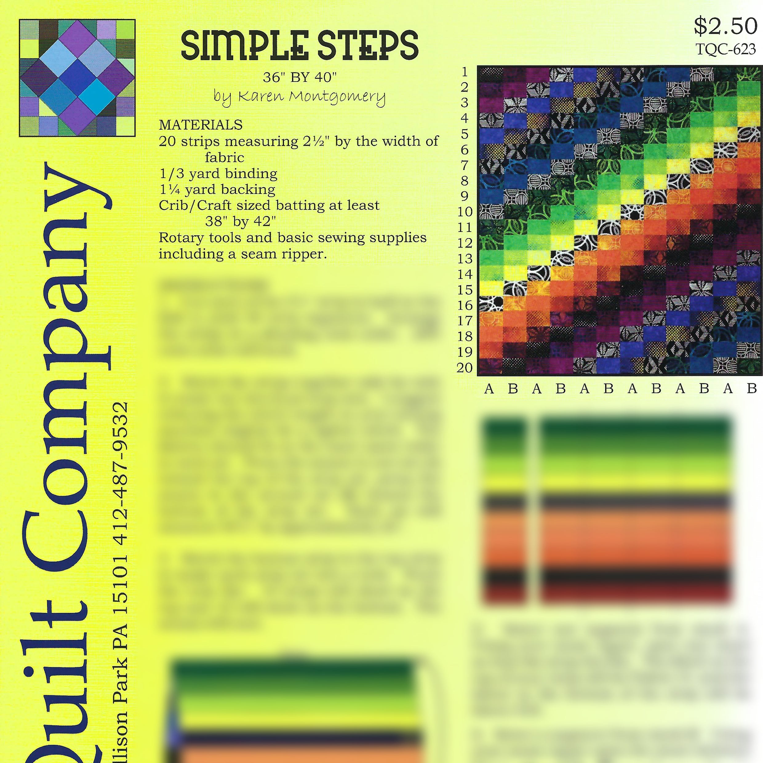 Simple Steps Quilt Project Sheet