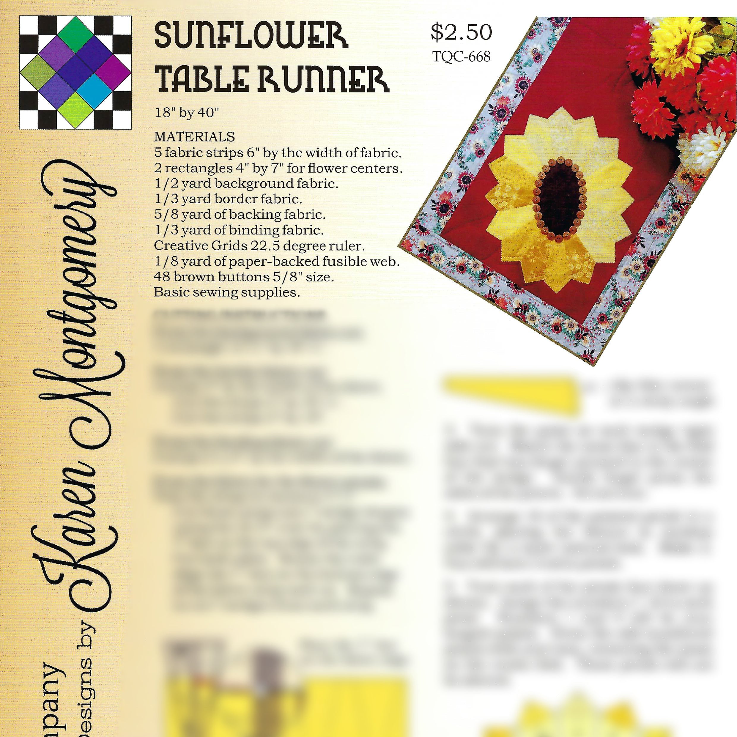 Sunflower Table Runner Project Sheet